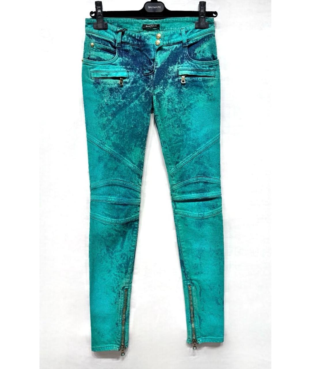 BALMAIN Зеленые хлопко-эластановые джинсы слим, фото 9