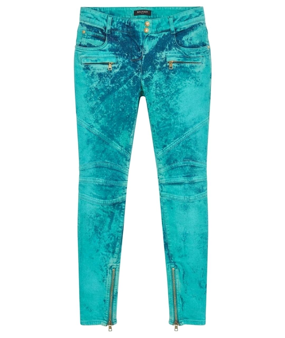 BALMAIN Зеленые хлопко-эластановые джинсы слим, фото 1