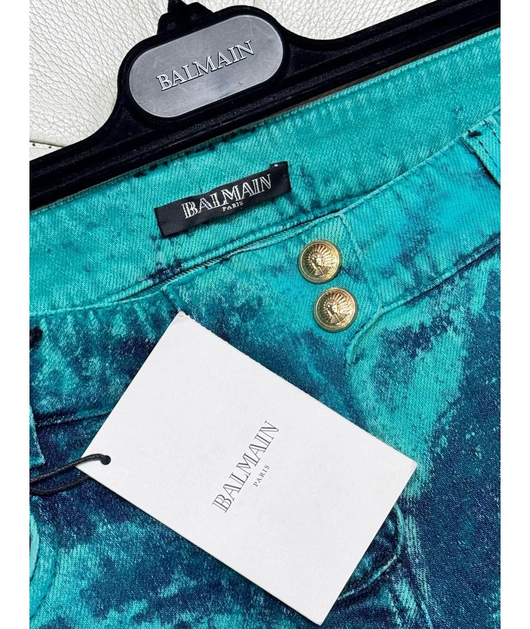 BALMAIN Зеленые хлопко-эластановые джинсы слим, фото 6