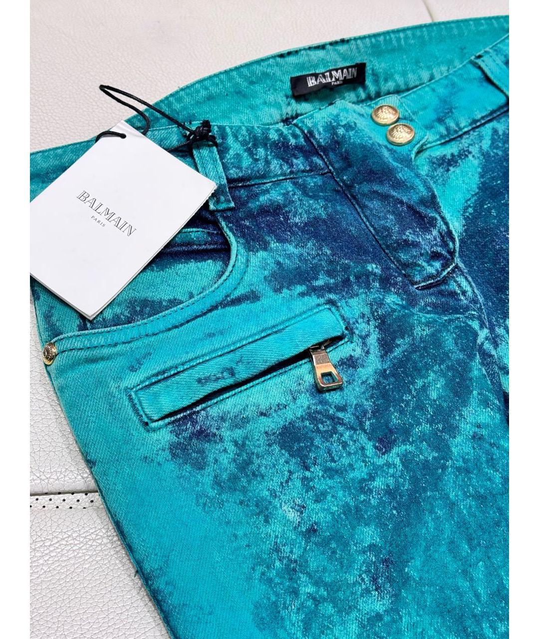 BALMAIN Зеленые хлопко-эластановые джинсы слим, фото 4