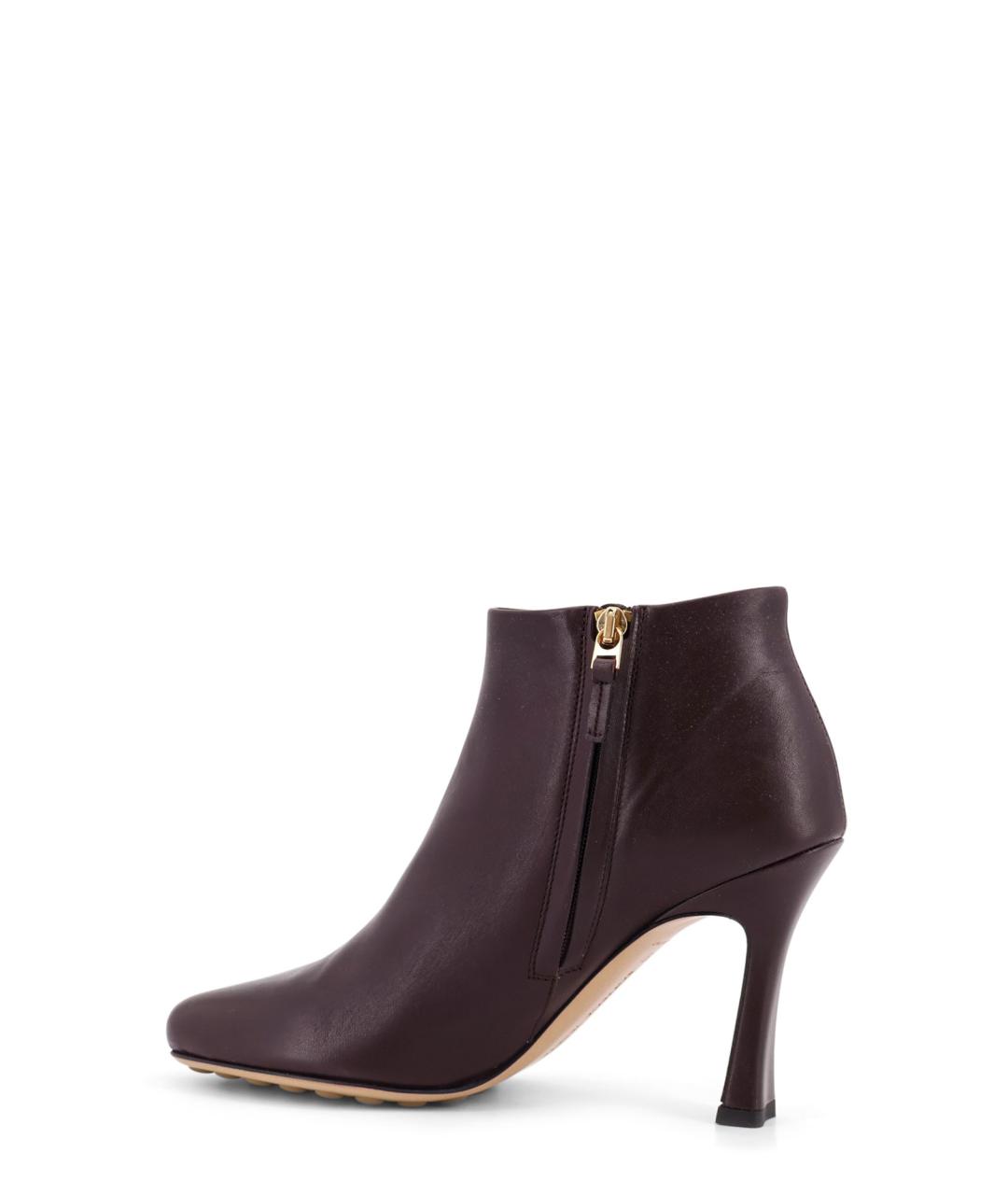 BOTTEGA VENETA Бордовые кожаные ботильоны, фото 3