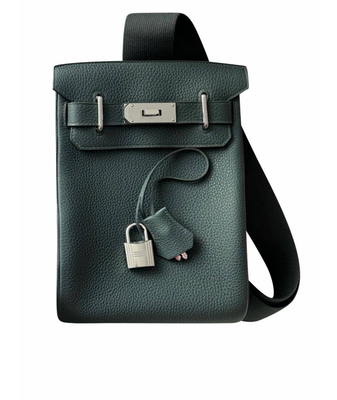 HERMES Антрацитовый кожаный рюкзак, фото 1