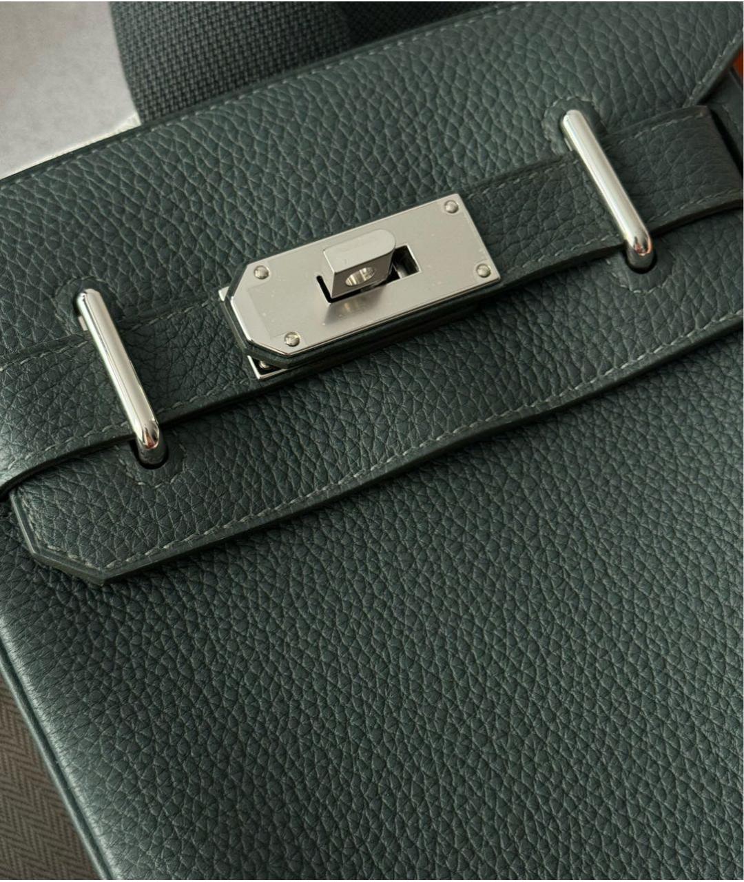 HERMES Антрацитовый кожаный рюкзак, фото 5