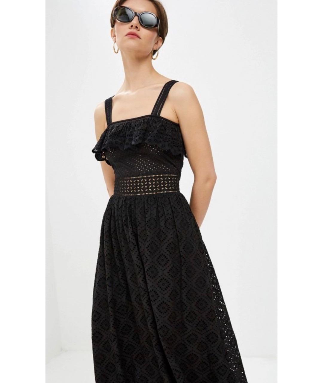 TWIN-SET Черный хлопковый сарафан, фото 4