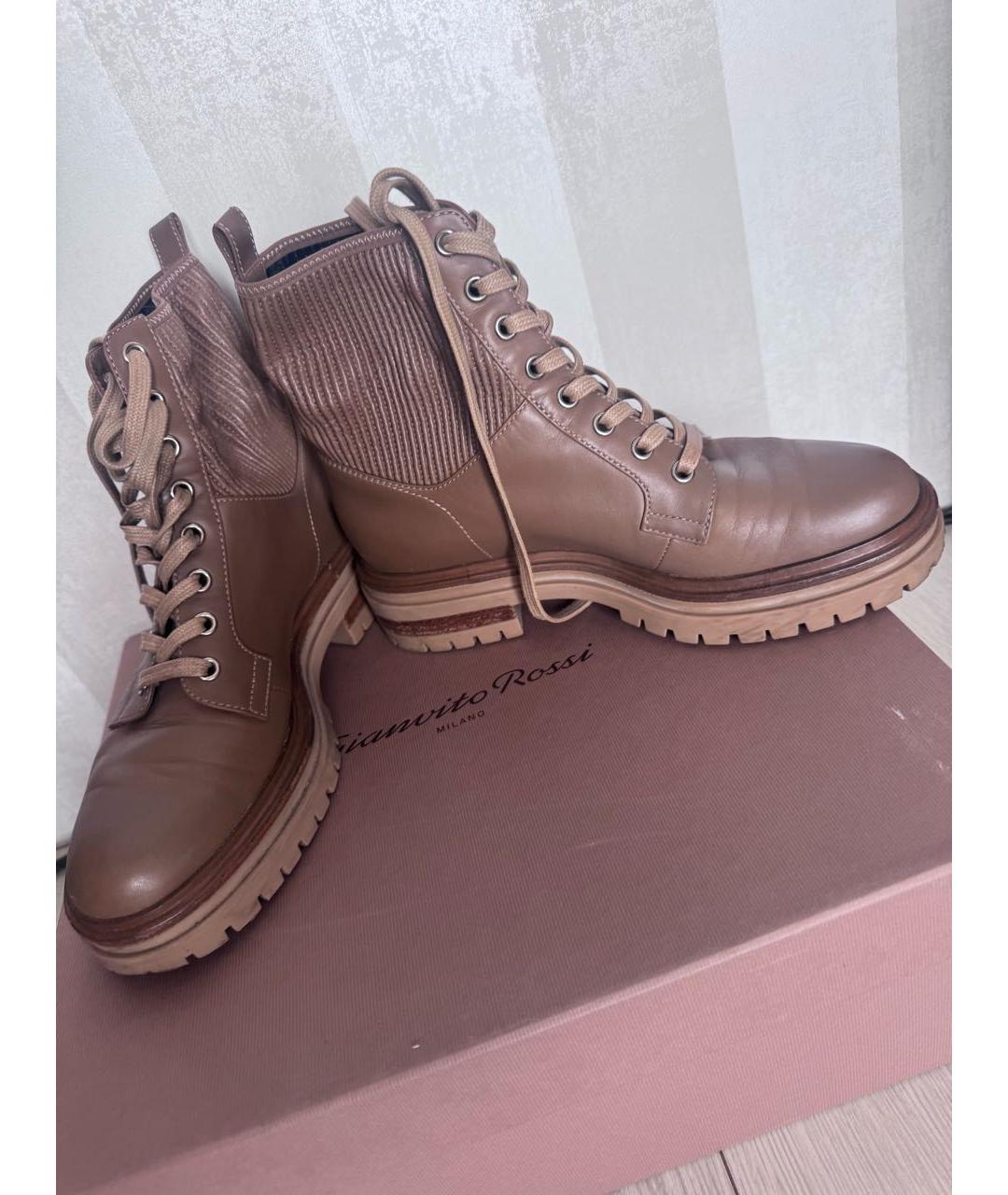 GIANVITO ROSSI Бежевые кожаные ботинки, фото 6