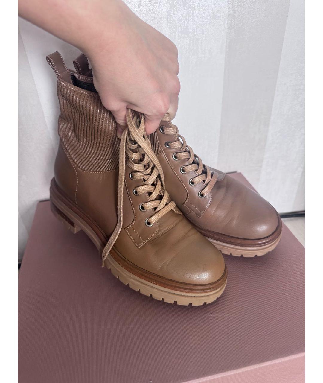 GIANVITO ROSSI Бежевые кожаные ботинки, фото 2