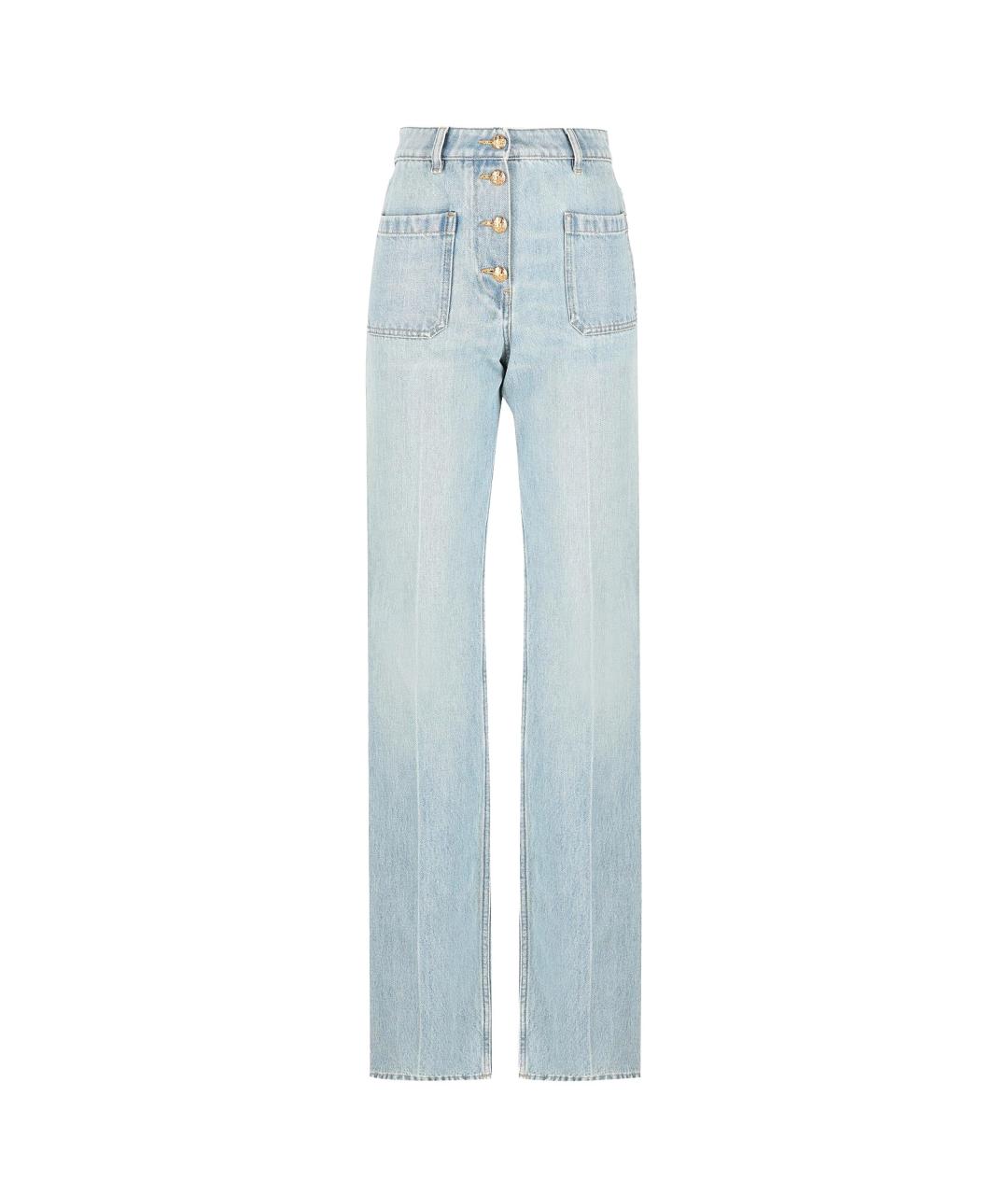 VALENTINO Голубые хлопковые прямые джинсы, фото 1