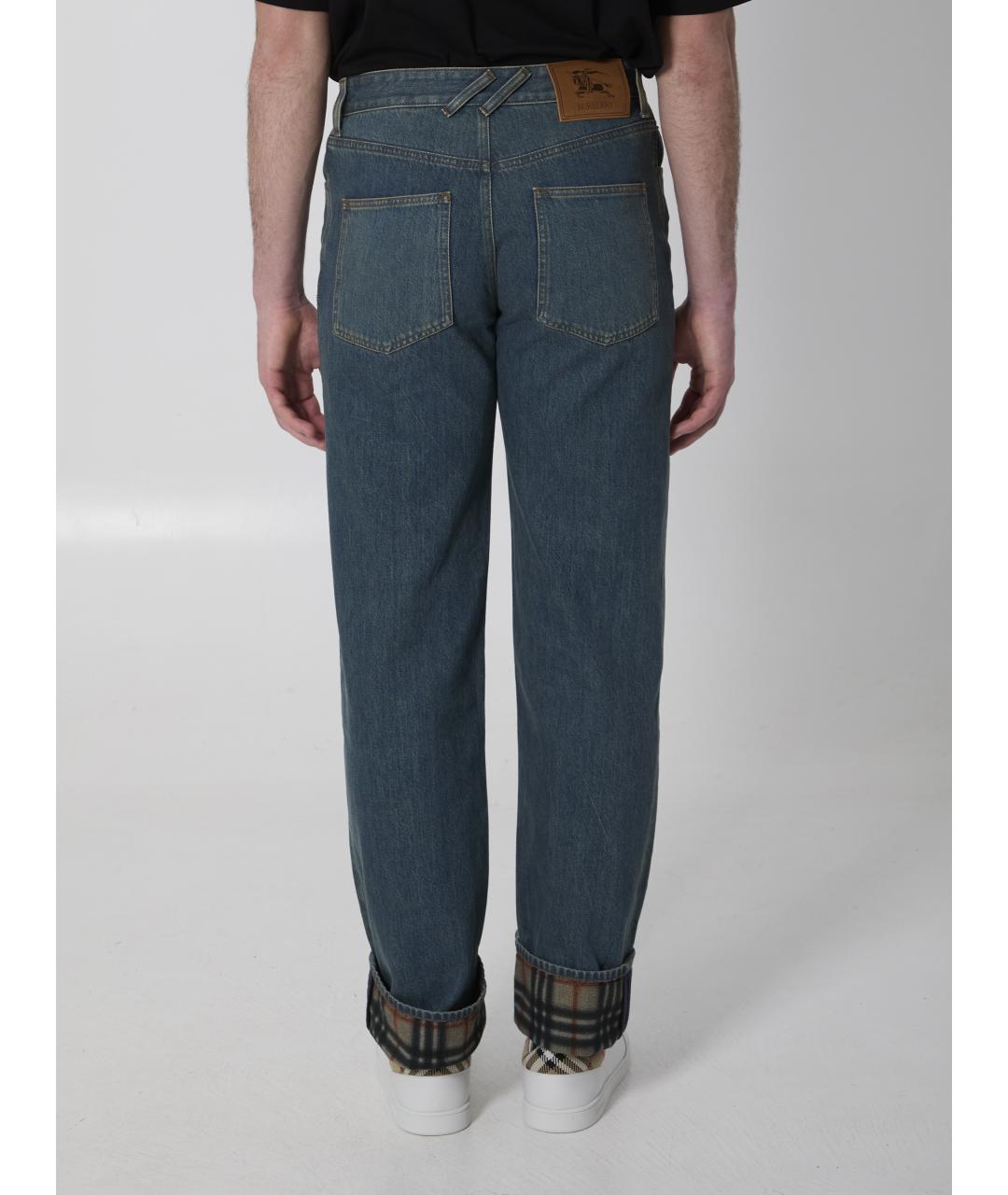 BURBERRY Синие хлопковые прямые джинсы, фото 4