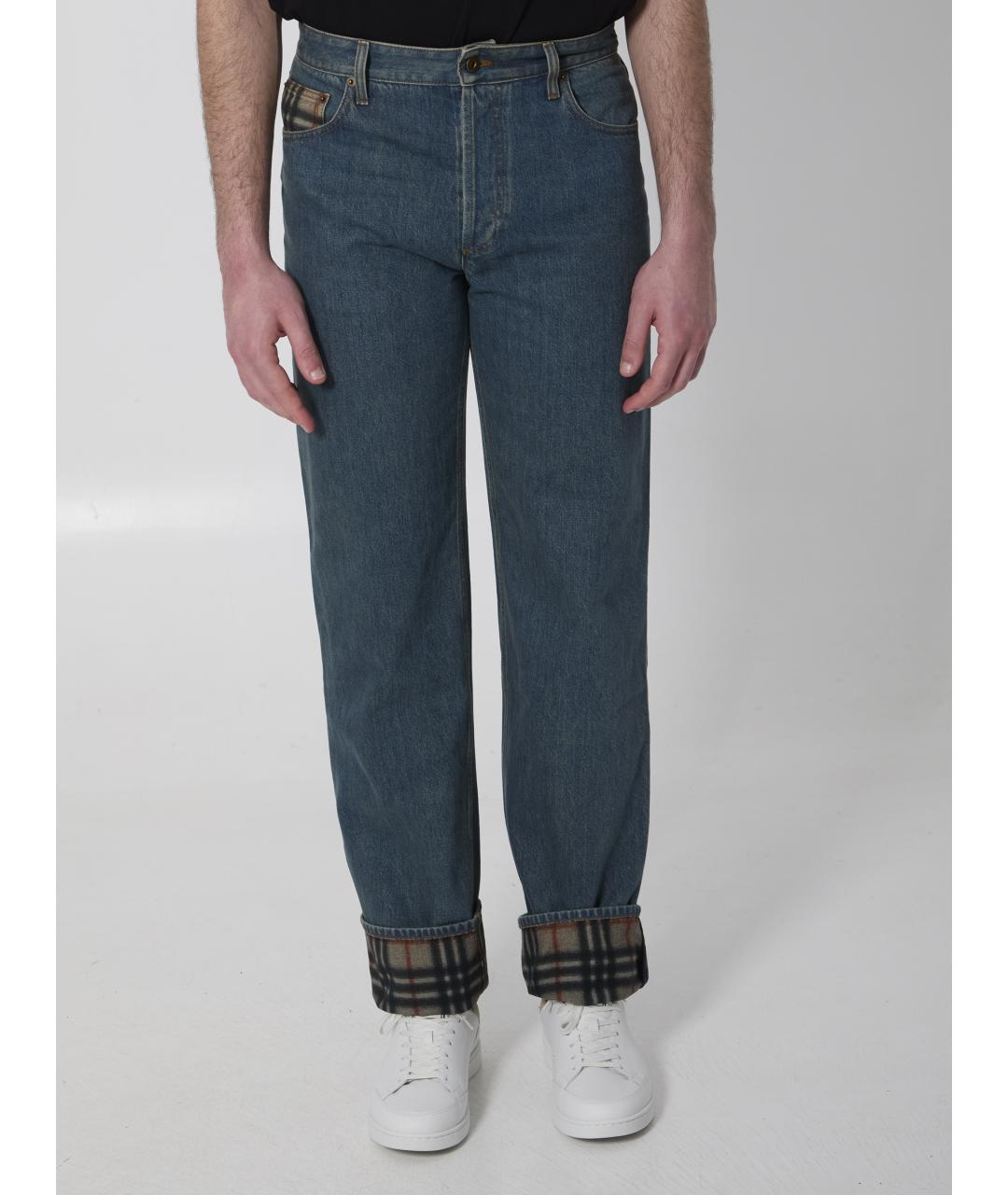 BURBERRY Синие хлопковые прямые джинсы, фото 5