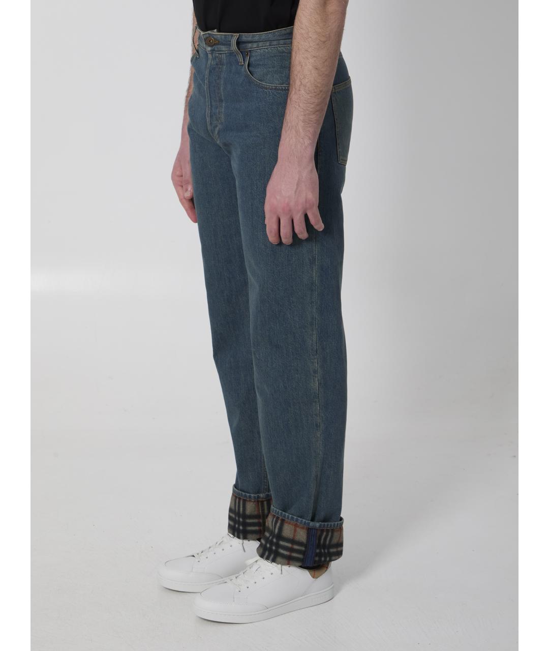 BURBERRY Синие хлопковые прямые джинсы, фото 2