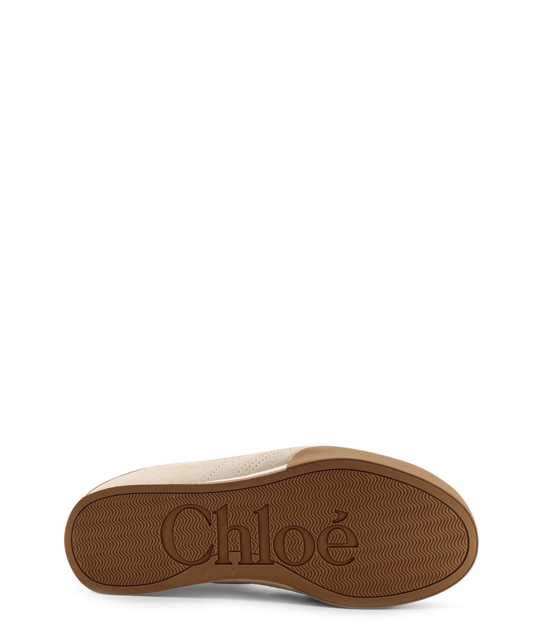 CHLOE Бежевые кожаные кроссовки, фото 4