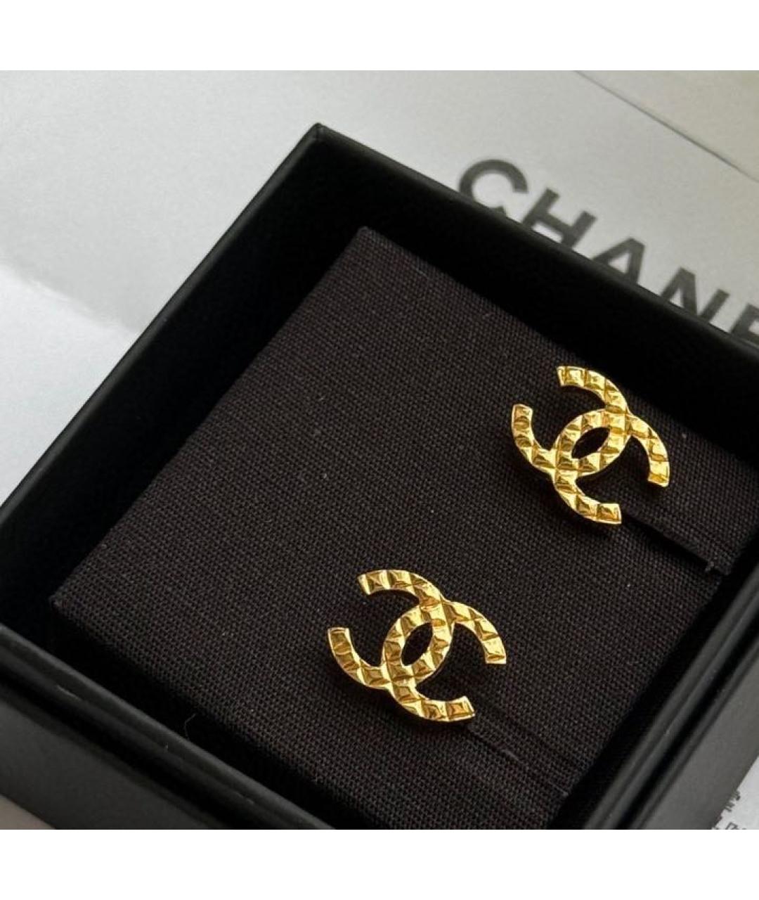 CHANEL Желтые металлические серьги, фото 2