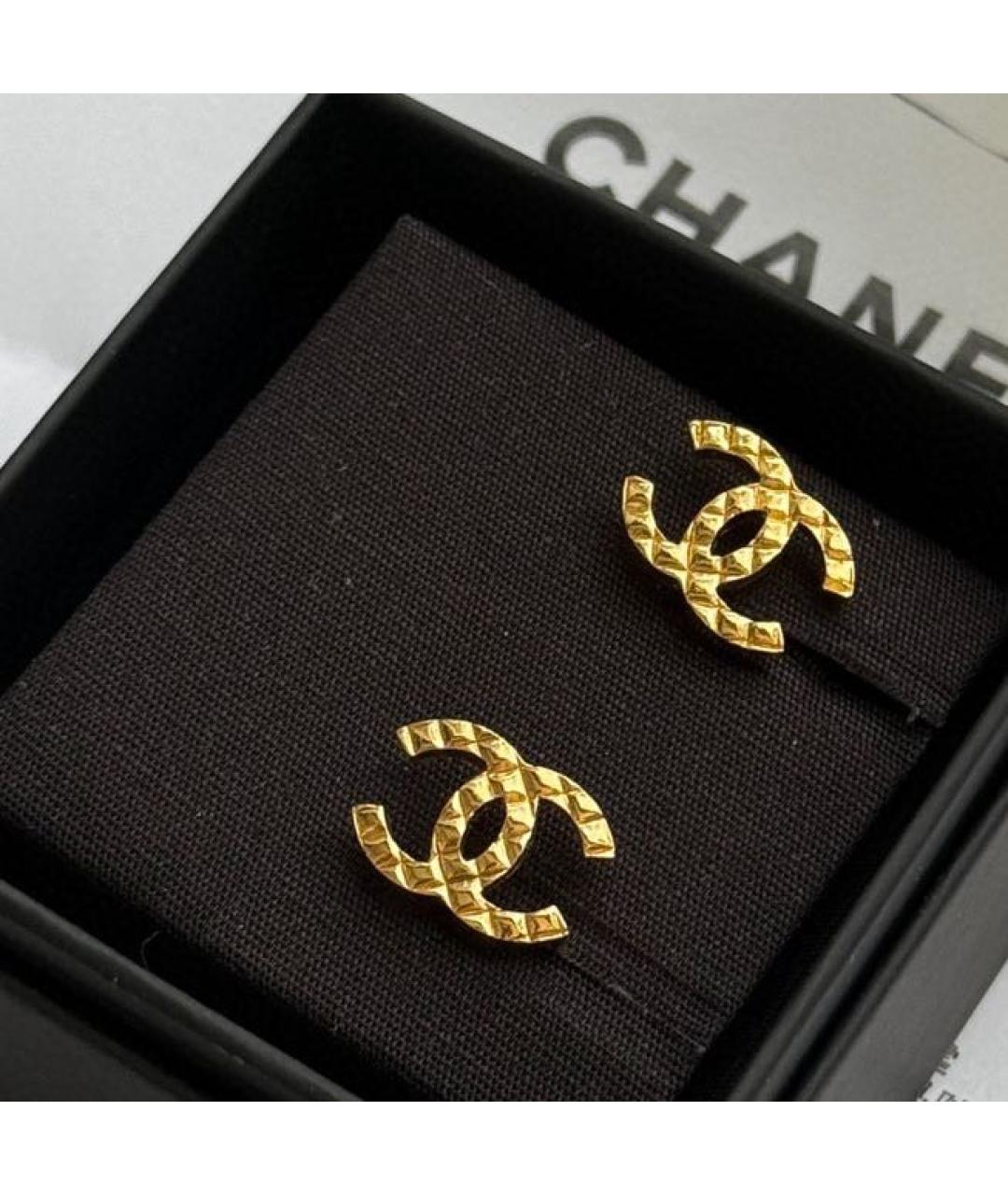 CHANEL Желтые металлические серьги, фото 4