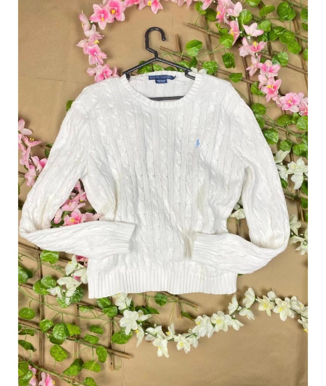 RALPH LAUREN Белый хлопковый джемпер / свитер, фото 5