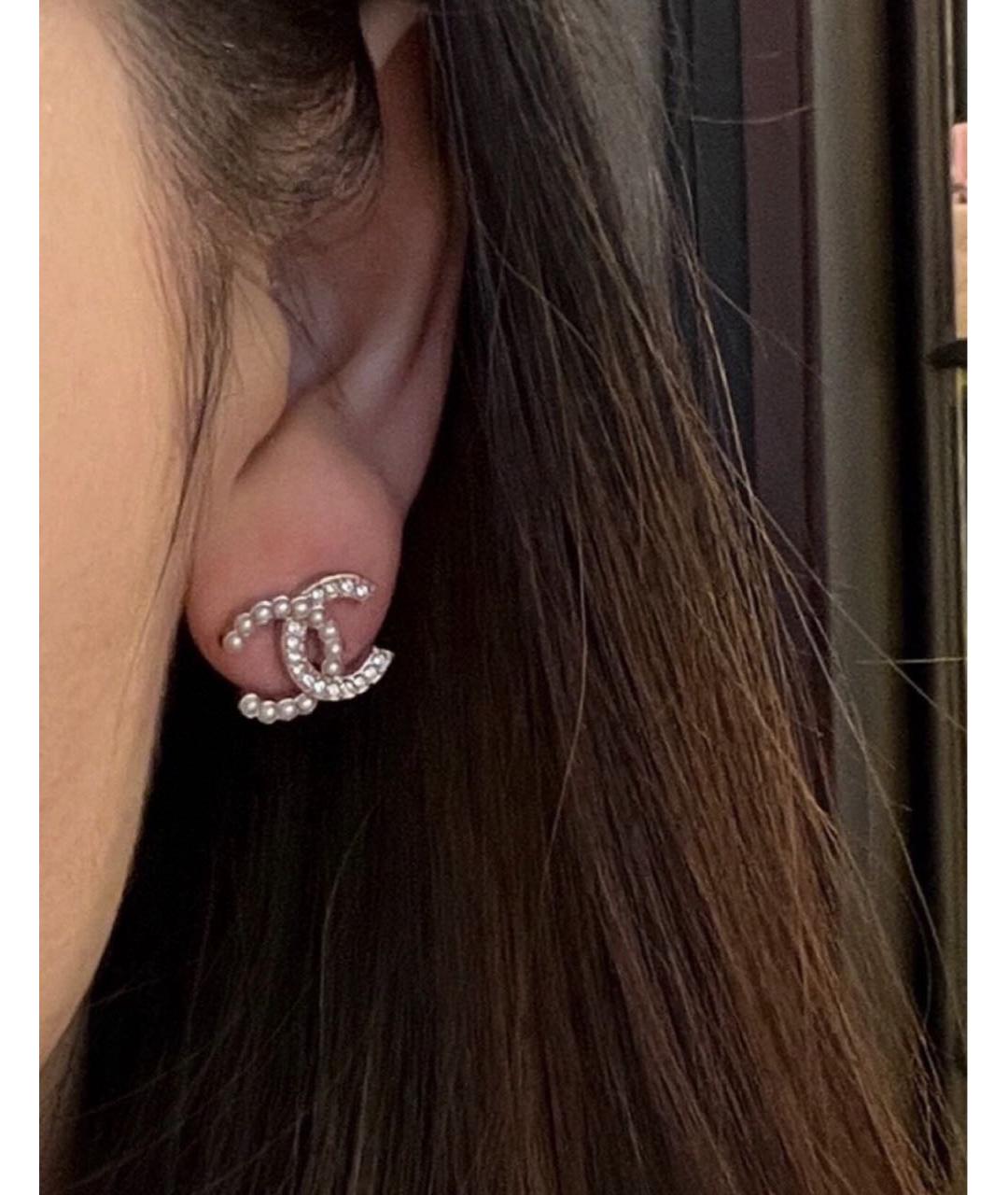 CHANEL Белые металлические серьги, фото 4