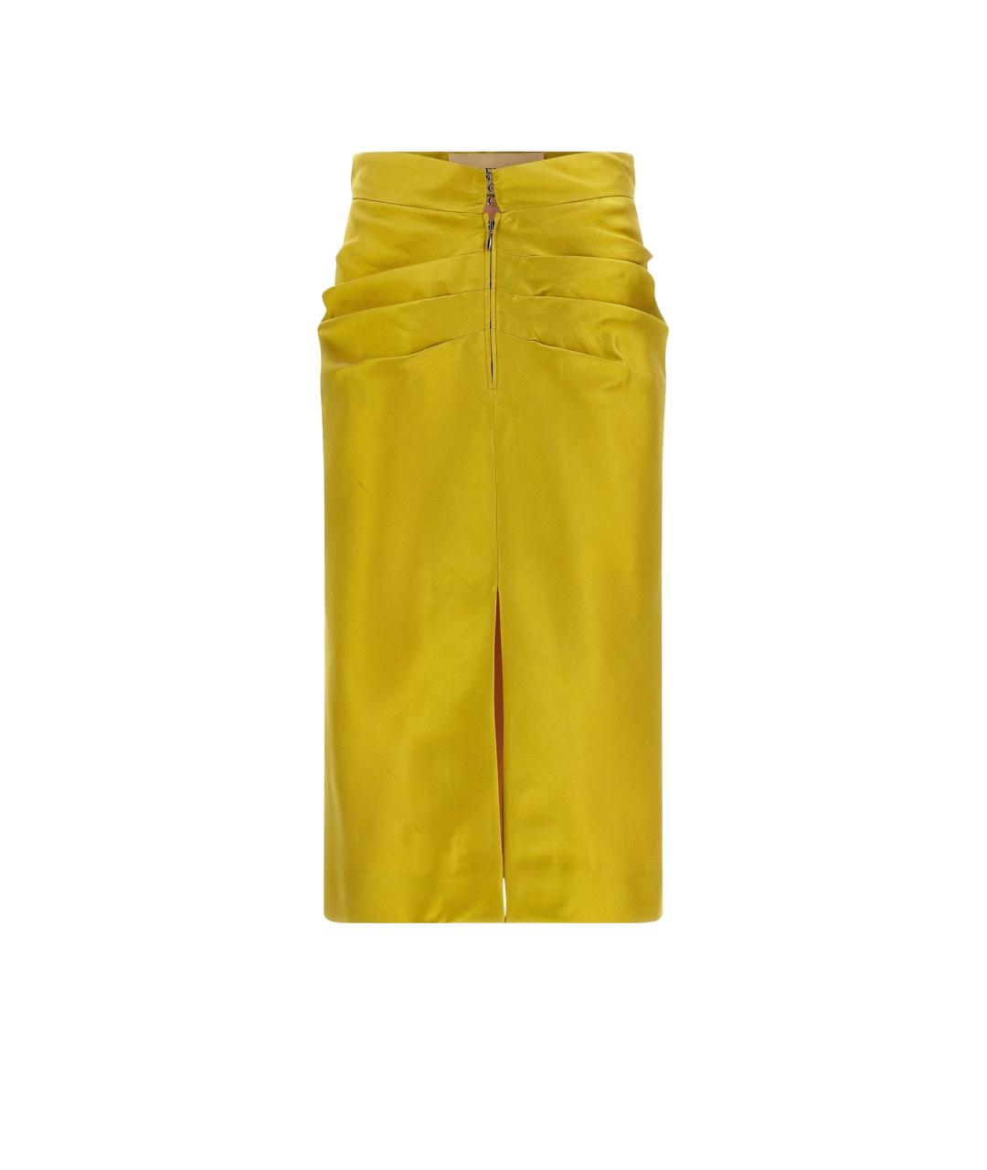 VALENTINO Желтая шелковая юбка миди, фото 2