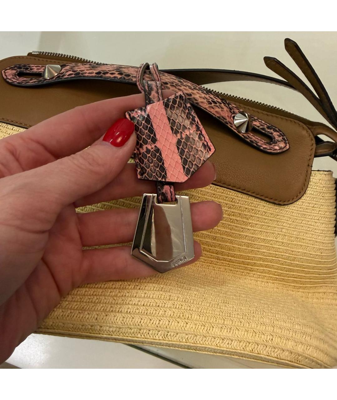 FENDI Бежевая пелетеная сумка тоут, фото 6