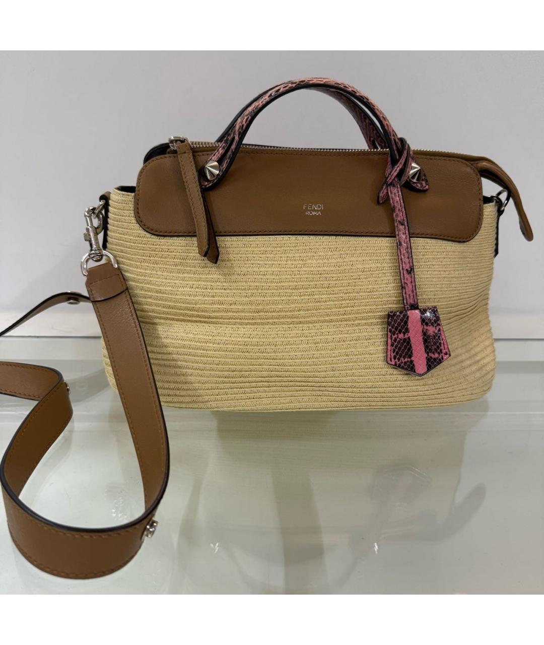 FENDI Бежевая пелетеная сумка тоут, фото 9