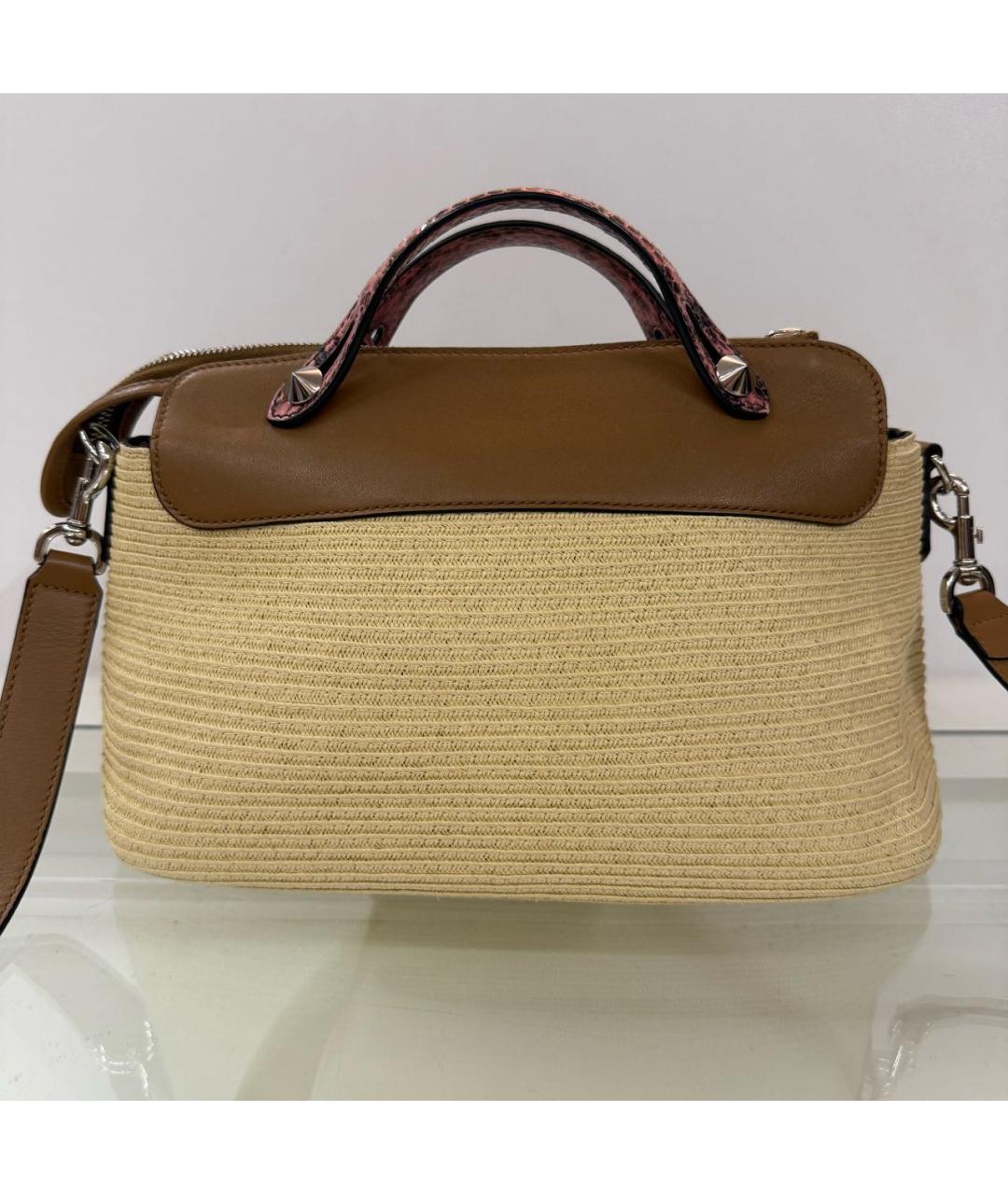 FENDI Бежевая пелетеная сумка тоут, фото 3