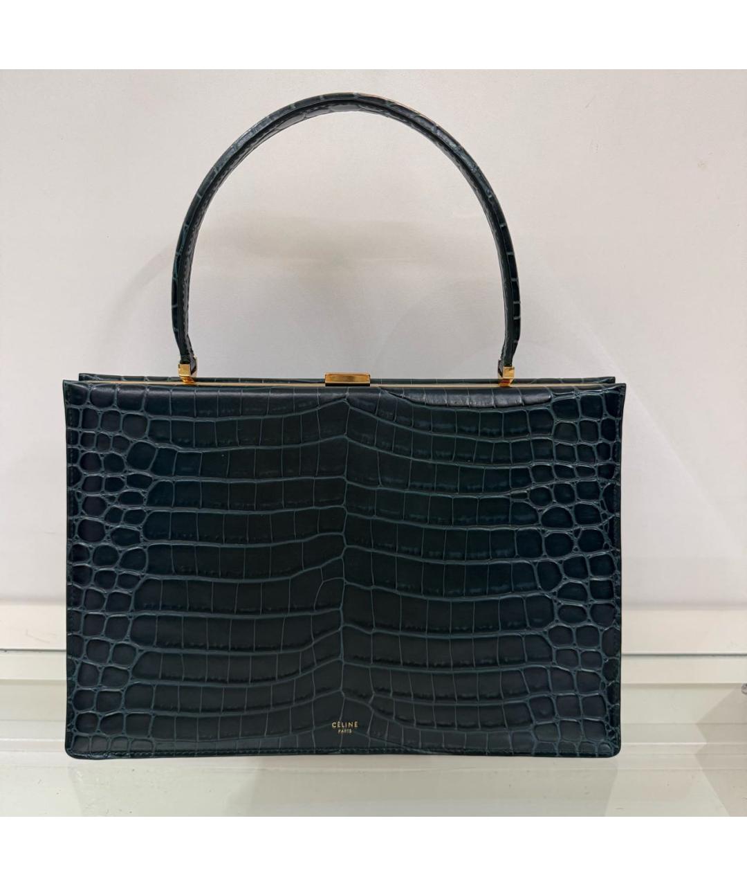 CELINE Зеленая кожаная сумка с короткими ручками, фото 2