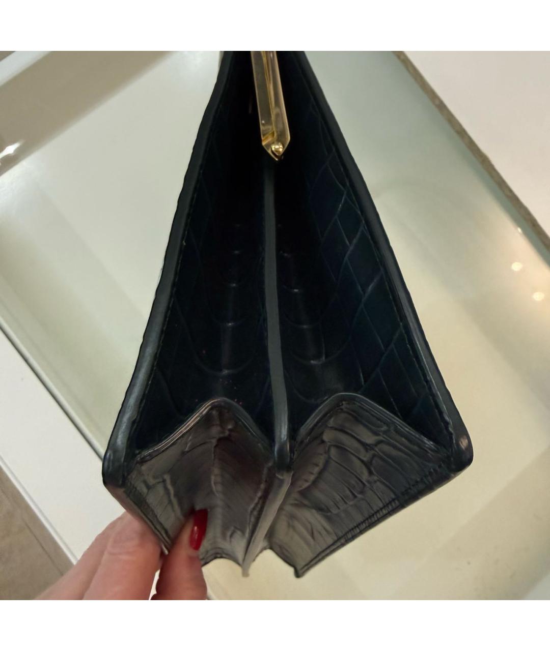 CELINE Зеленая кожаная сумка с короткими ручками, фото 8