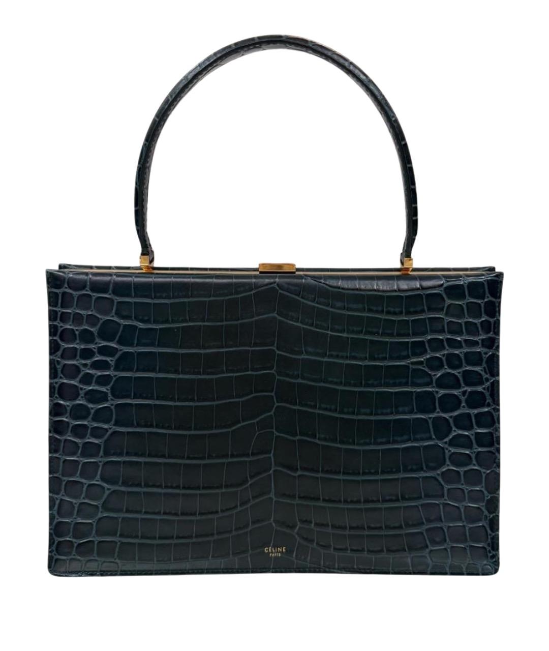 CELINE Зеленая кожаная сумка с короткими ручками, фото 1