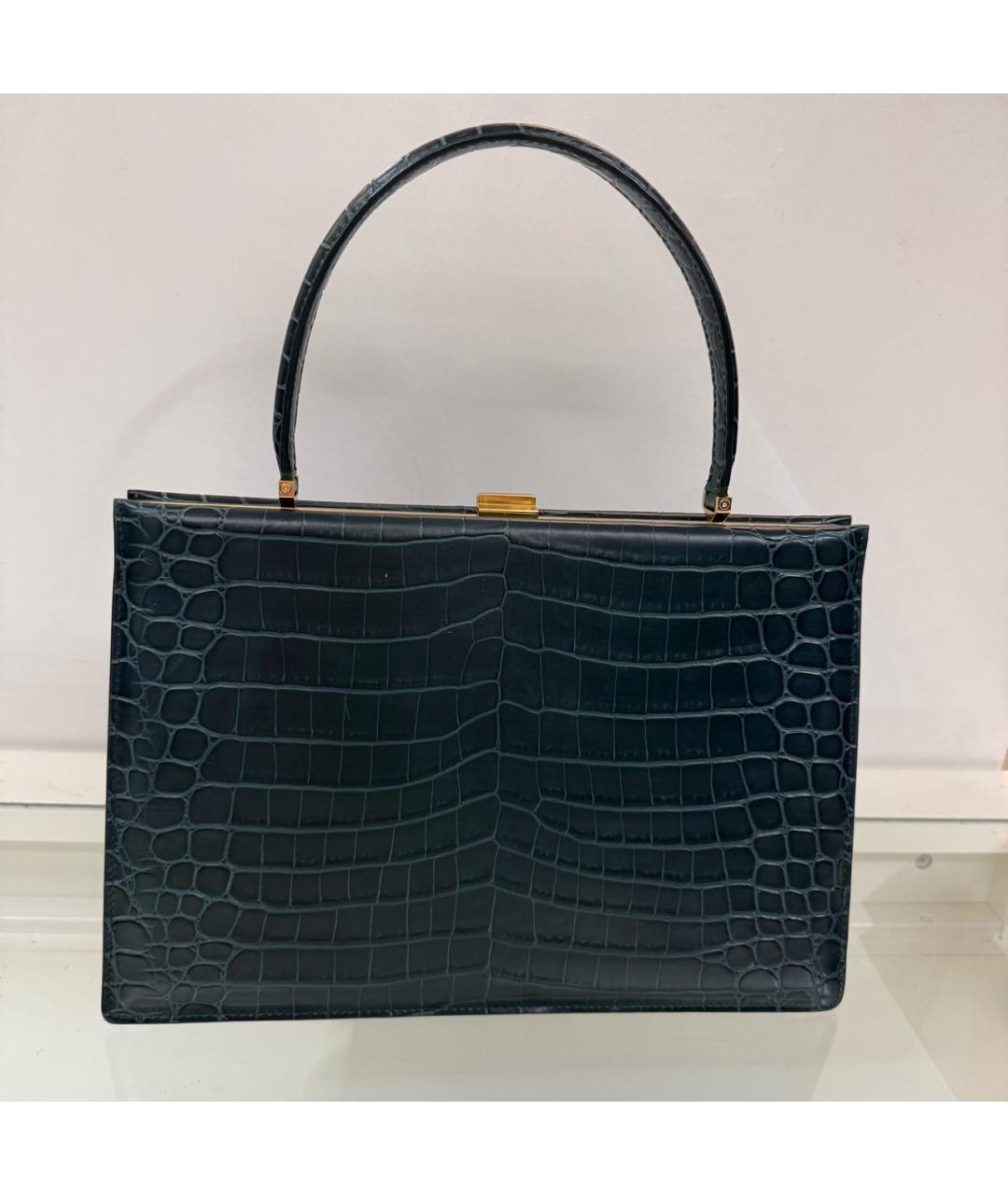 CELINE Зеленая кожаная сумка с короткими ручками, фото 4