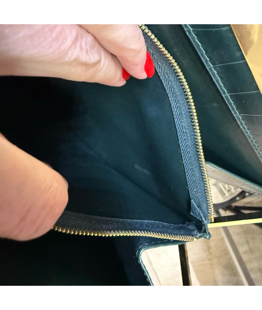 CELINE Зеленая кожаная сумка с короткими ручками, фото 6