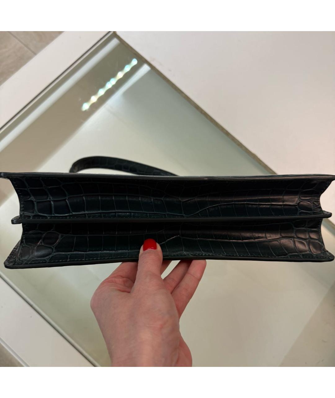 CELINE Зеленая кожаная сумка с короткими ручками, фото 9