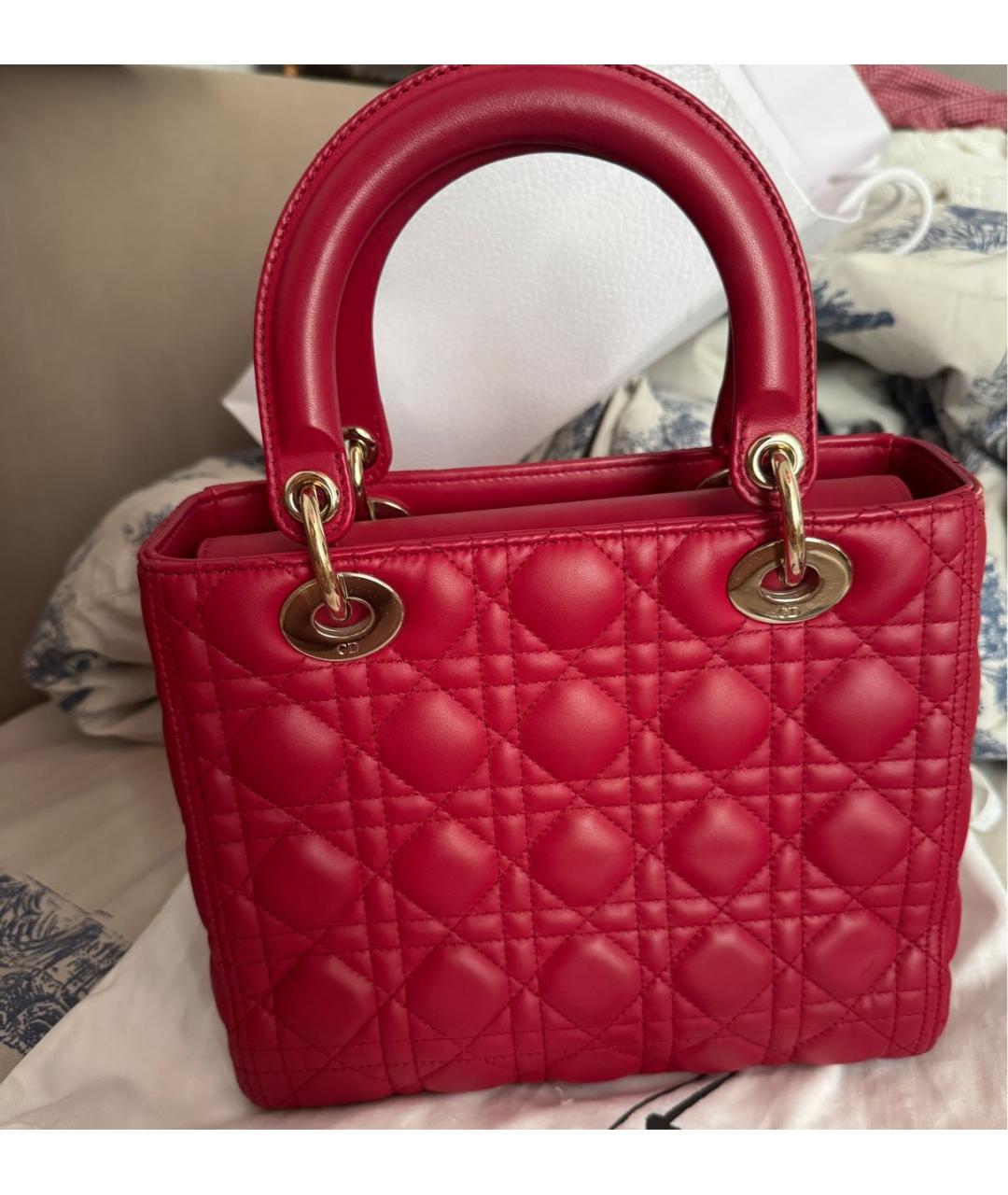 CHRISTIAN DIOR Бордовая кожаная сумка с короткими ручками, фото 3