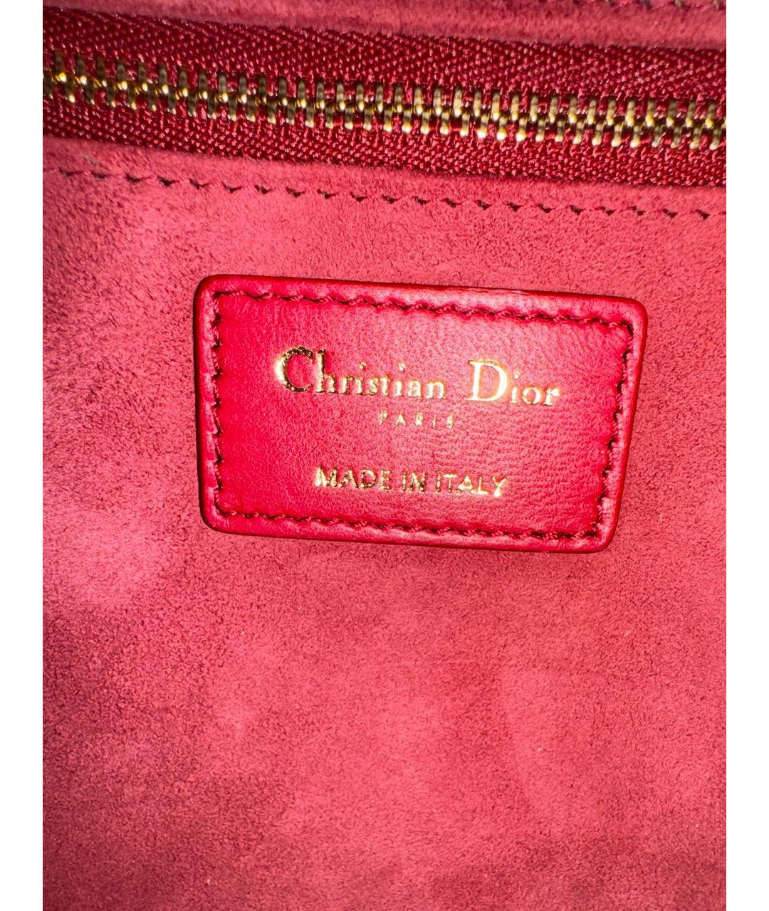 CHRISTIAN DIOR Бордовая кожаная сумка с короткими ручками, фото 5