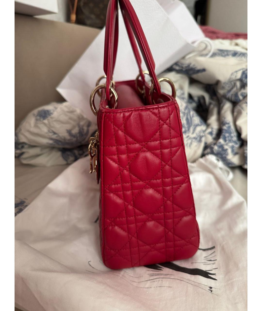 CHRISTIAN DIOR Бордовая кожаная сумка с короткими ручками, фото 2