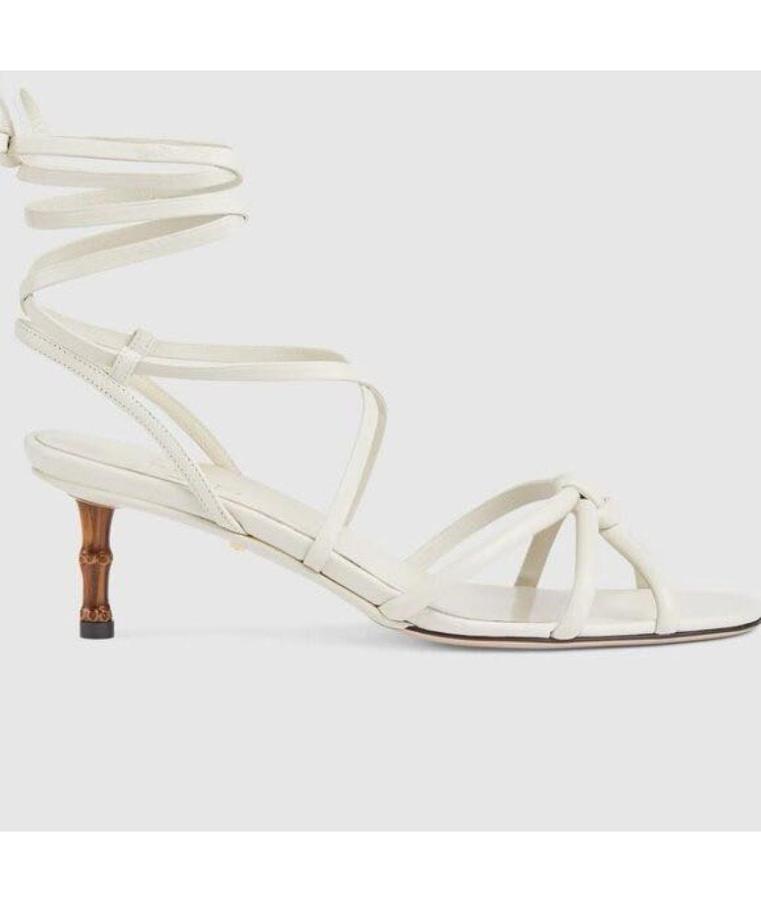 GUCCI Бежевые кожаные босоножки, фото 5