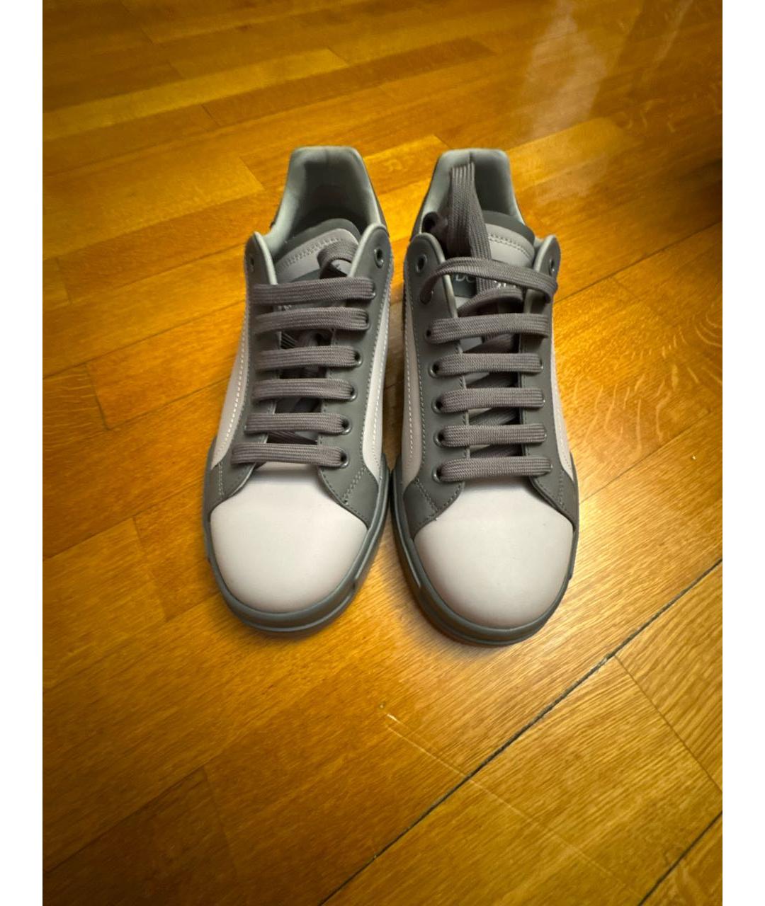 DOLCE&GABBANA Серые кожаные низкие кроссовки / кеды, фото 2