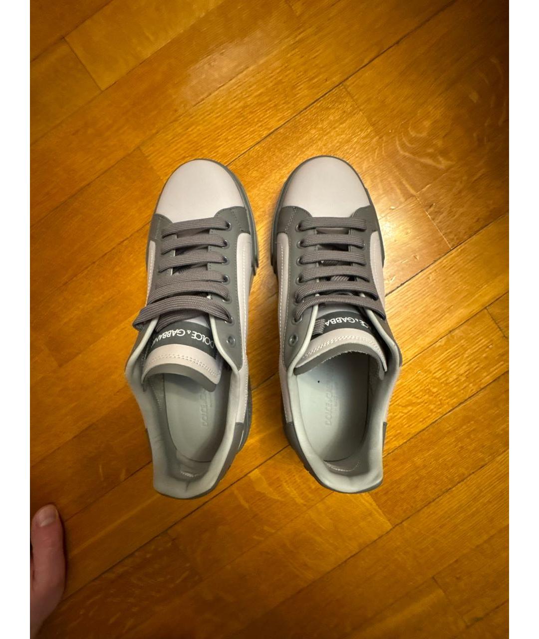 DOLCE&GABBANA Серые кожаные низкие кроссовки / кеды, фото 3