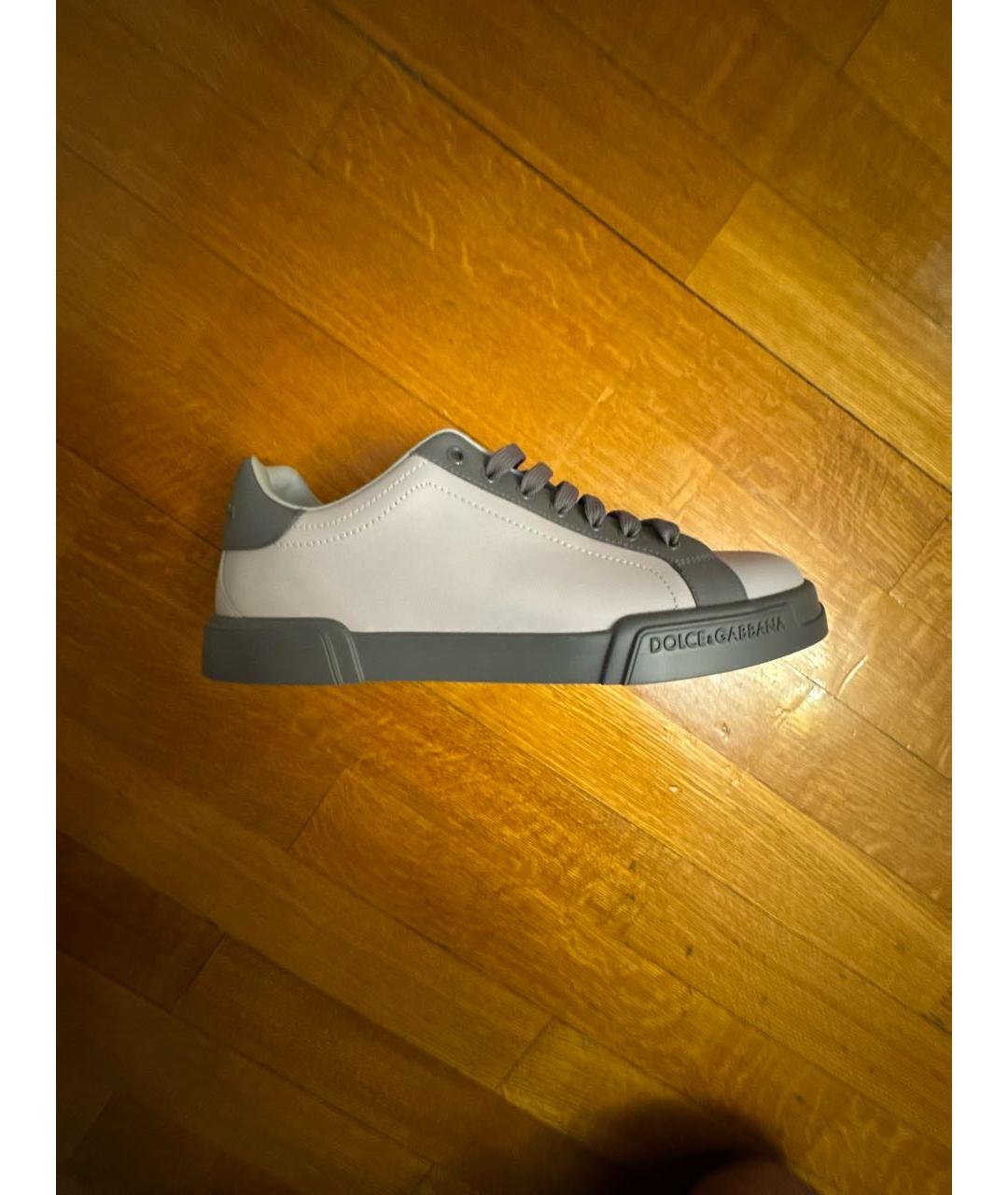 DOLCE&GABBANA Серые кожаные низкие кроссовки / кеды, фото 5
