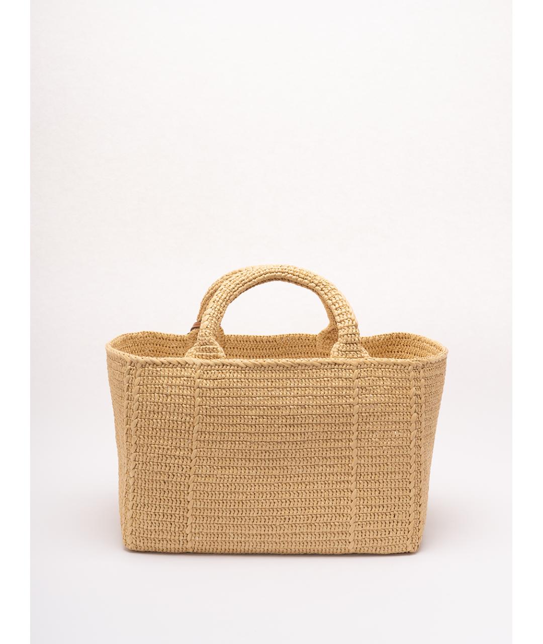 PRADA Бежевая пелетеная сумка тоут, фото 2