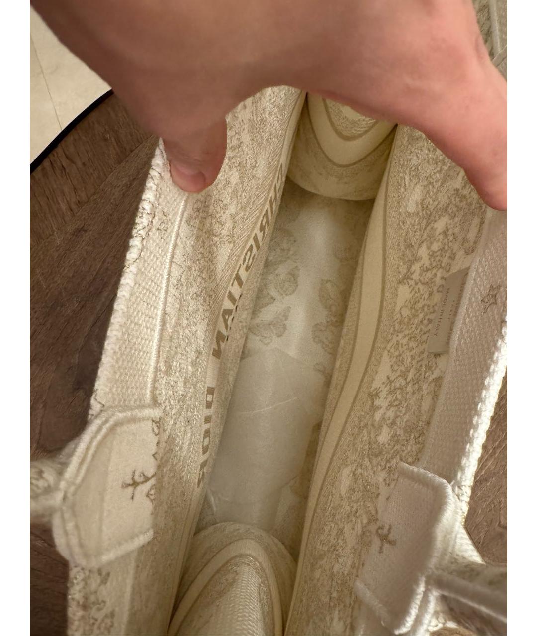 CHRISTIAN DIOR Белая жаккардовая сумка тоут, фото 4