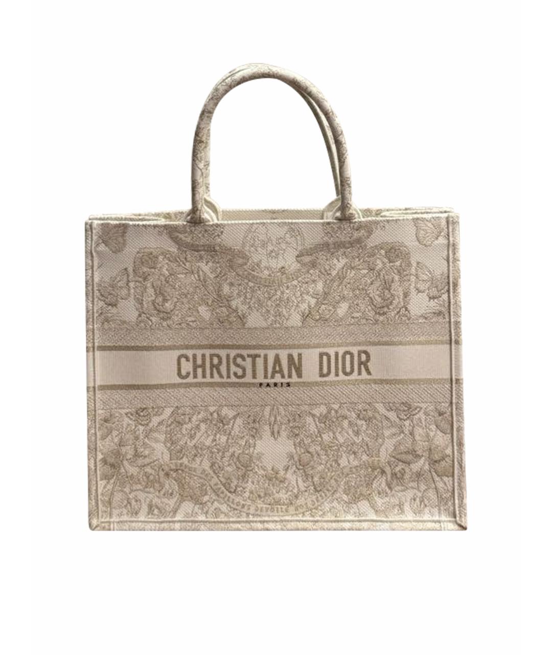 CHRISTIAN DIOR Белая жаккардовая сумка тоут, фото 1