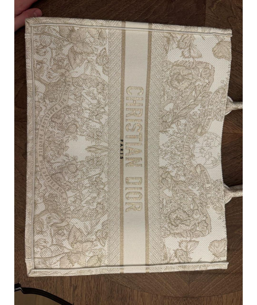 CHRISTIAN DIOR Белая жаккардовая сумка тоут, фото 2