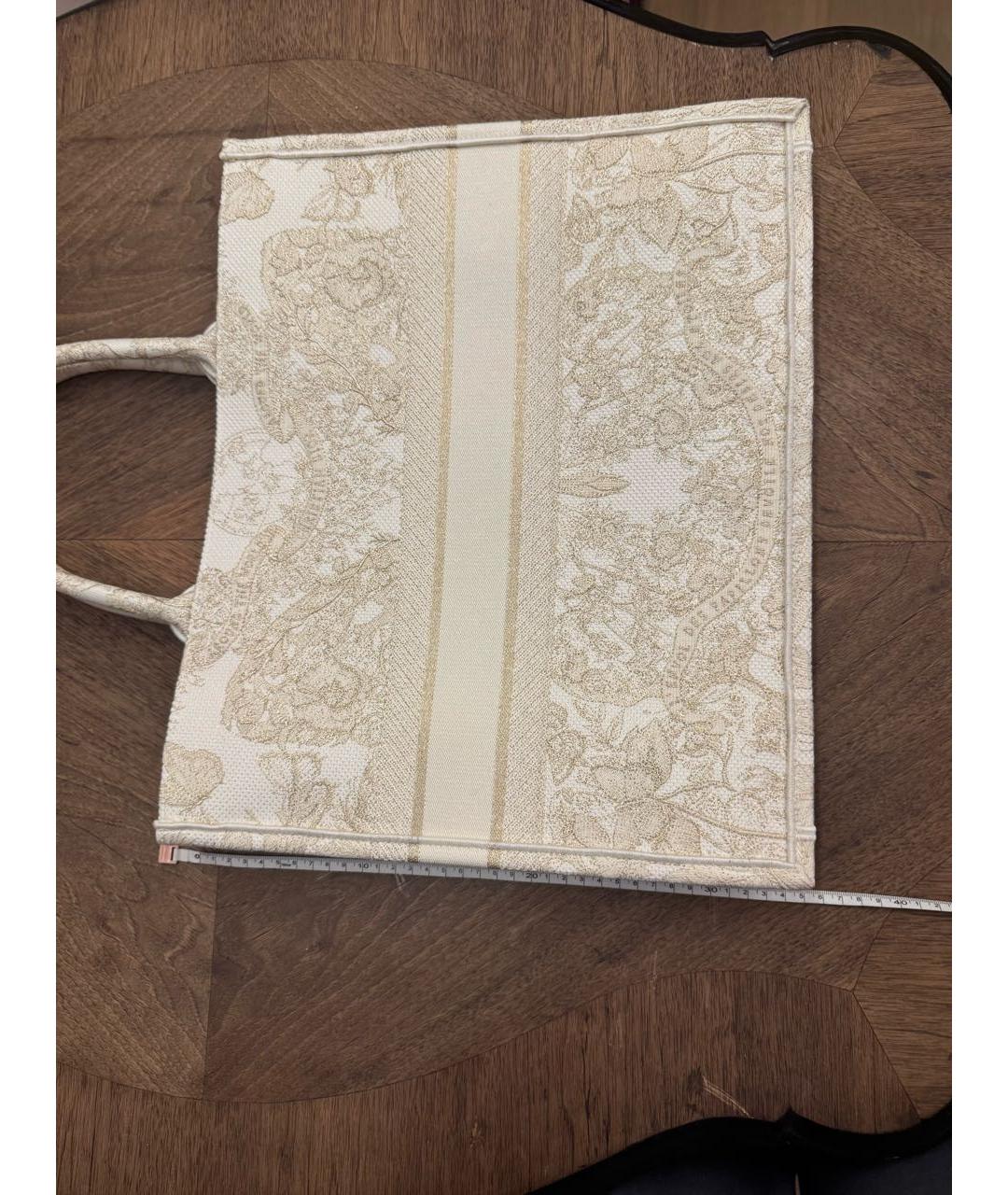 CHRISTIAN DIOR Белая жаккардовая сумка тоут, фото 3