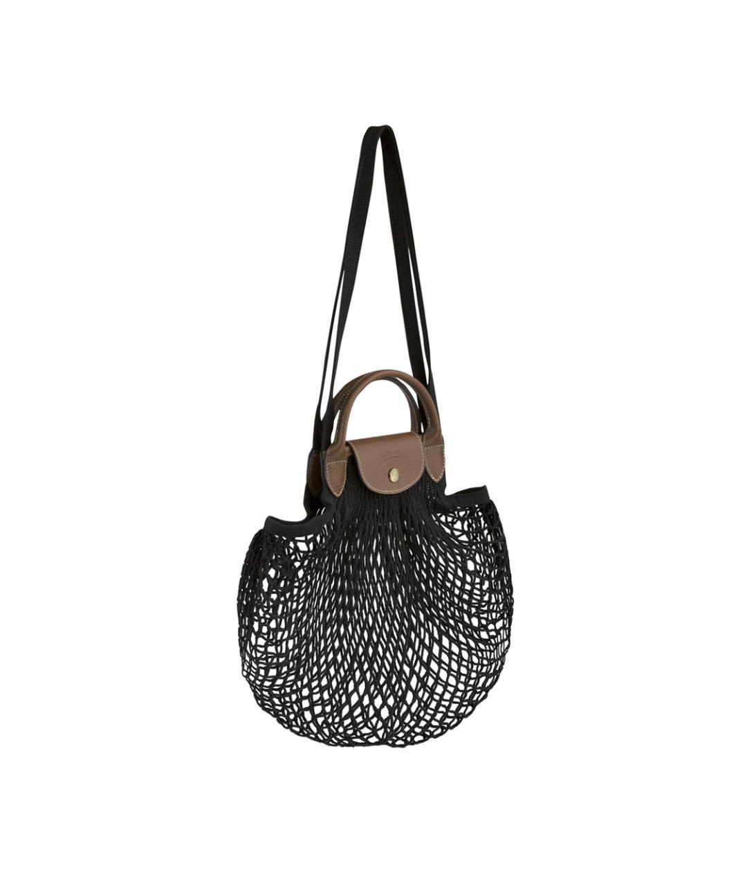 LONGCHAMP Черная пелетеная пляжная сумка, фото 2