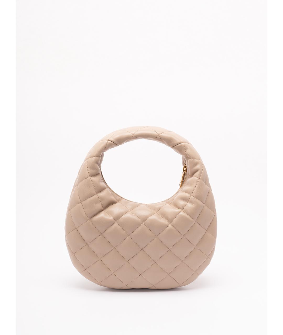 SAINT LAURENT Бежевая кожаная сумка с короткими ручками, фото 2