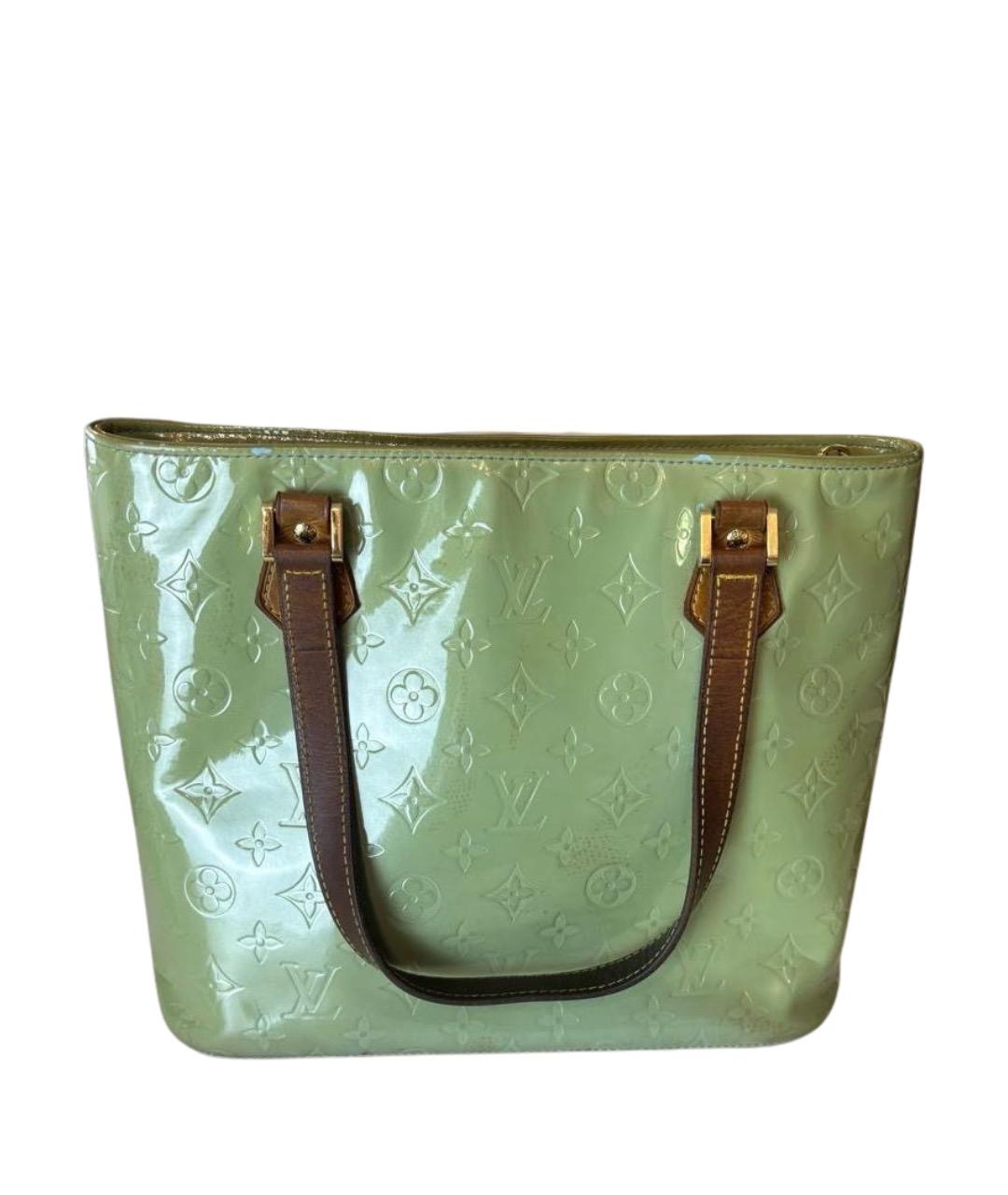 LOUIS VUITTON Зеленая сумка тоут из лакированной кожи, фото 1