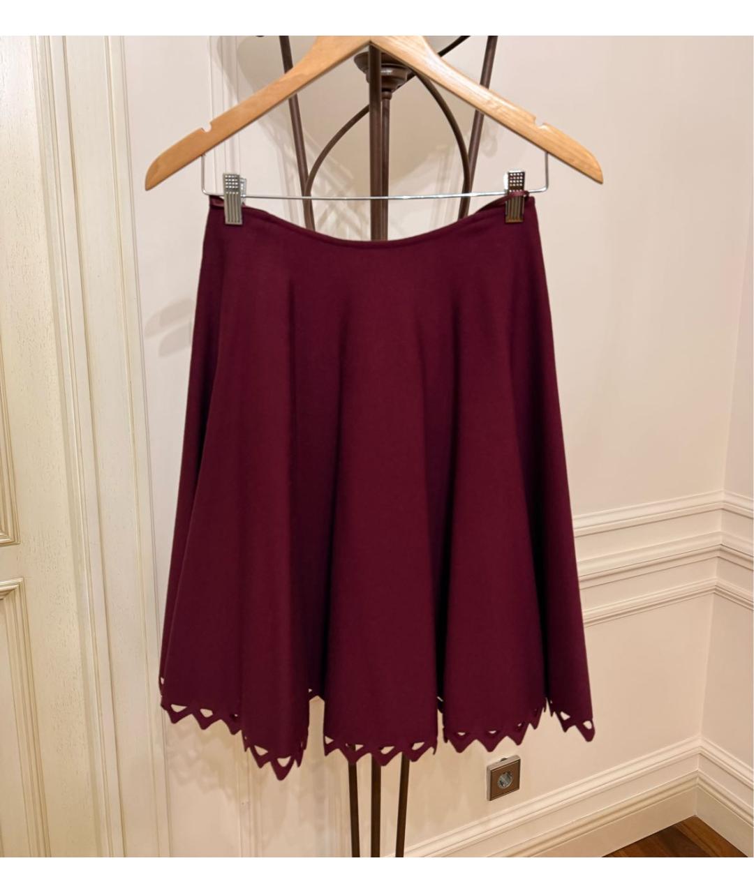 ALAIA Бордовая шерстяная юбка мини, фото 9