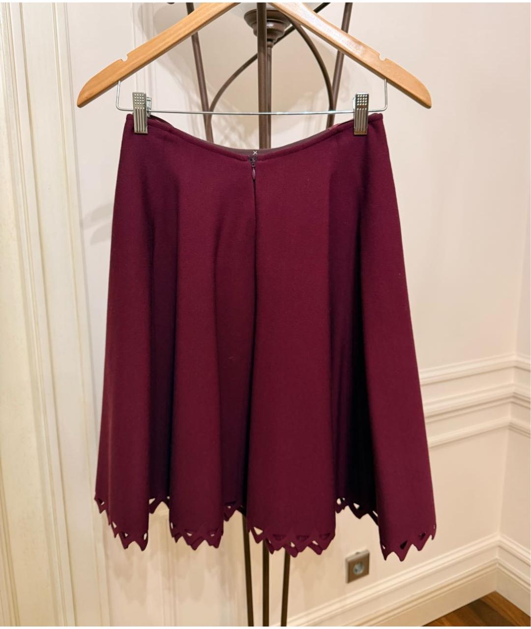 ALAIA Бордовая шерстяная юбка мини, фото 2