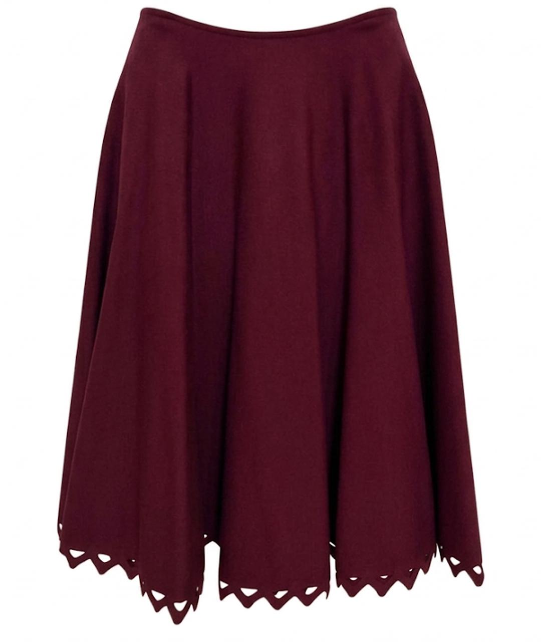 ALAIA Бордовая шерстяная юбка мини, фото 1