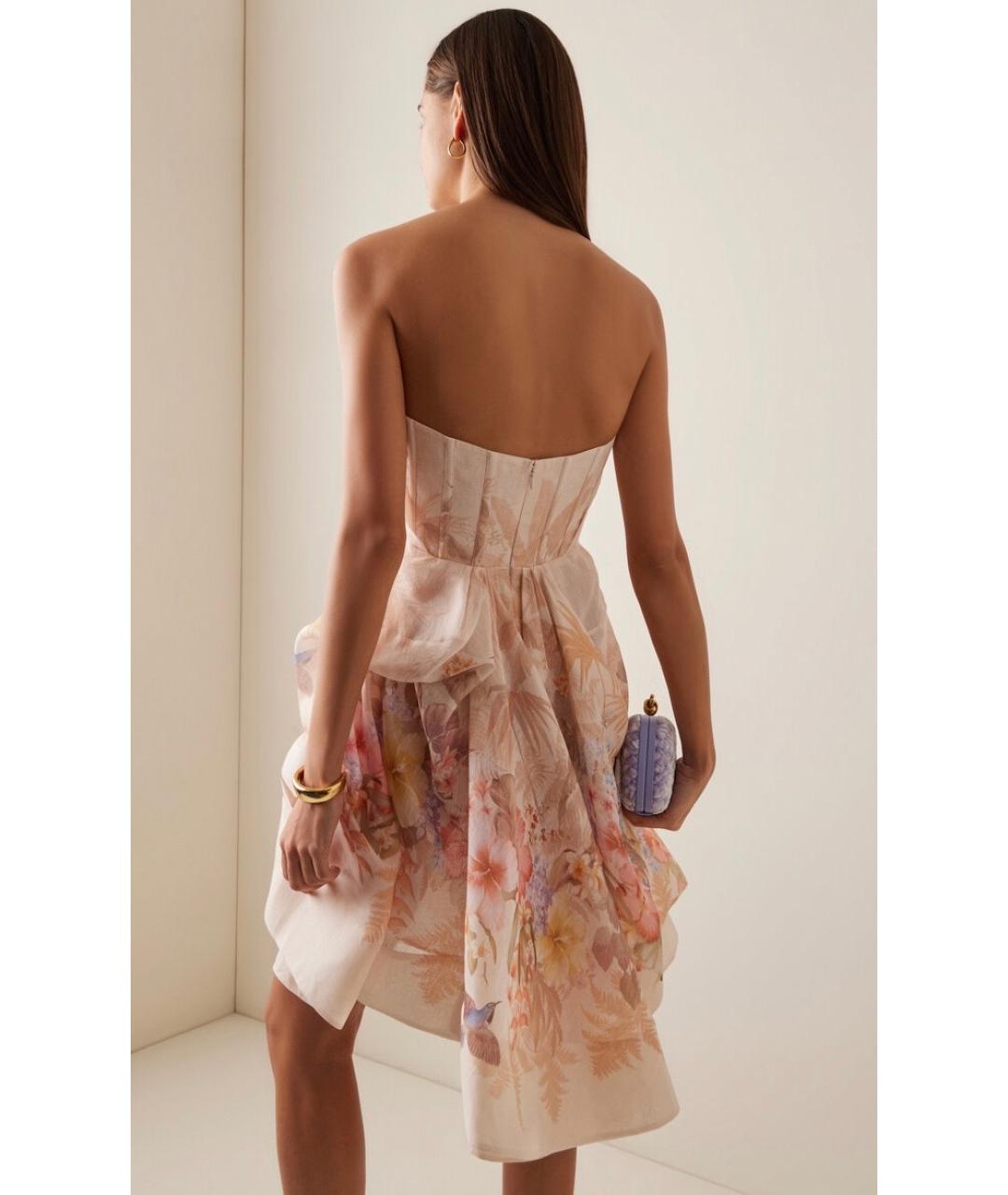 ZIMMERMANN Бежевое льняное коктейльное платье, фото 7