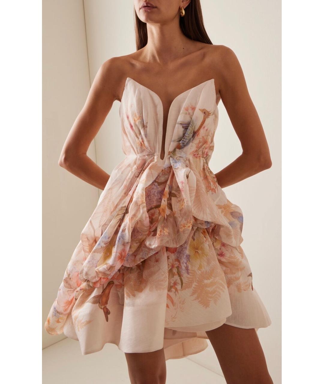 ZIMMERMANN Бежевое льняное коктейльное платье, фото 6