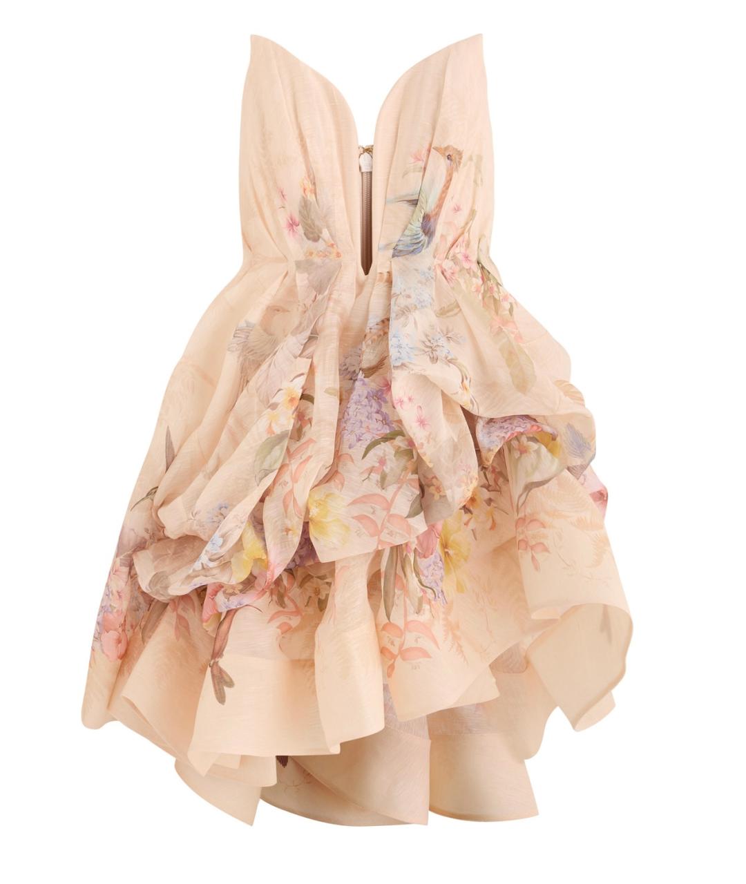 ZIMMERMANN Бежевое льняное коктейльное платье, фото 1